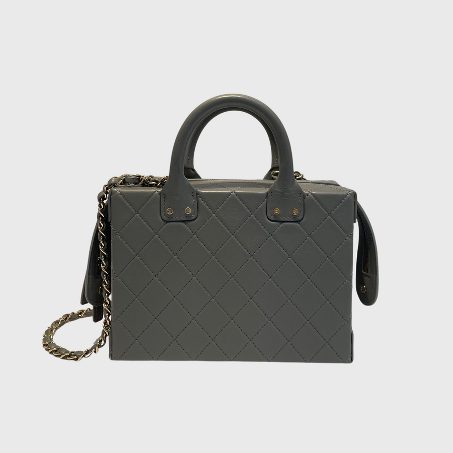 Chanel CC Vanity Case Bag Lambskin Grey GHW