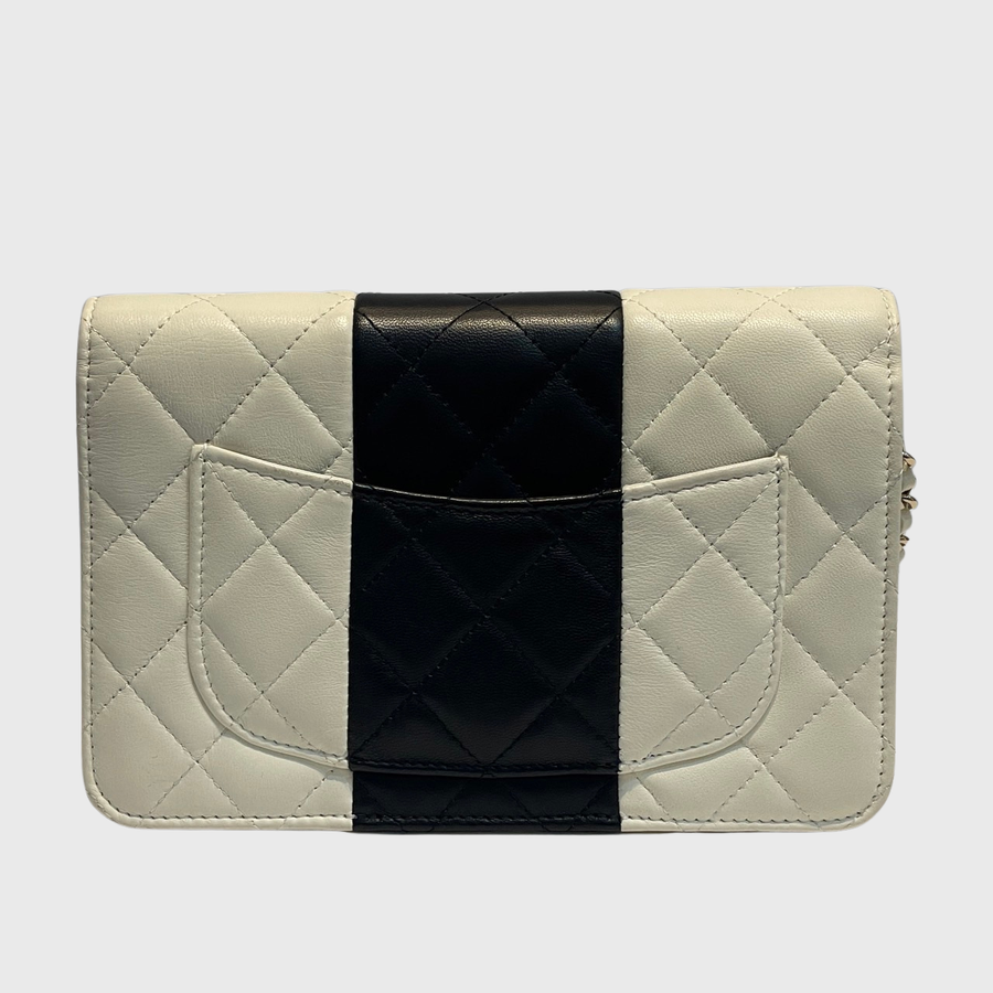 Chanel WOC Lambskin Black White GHW