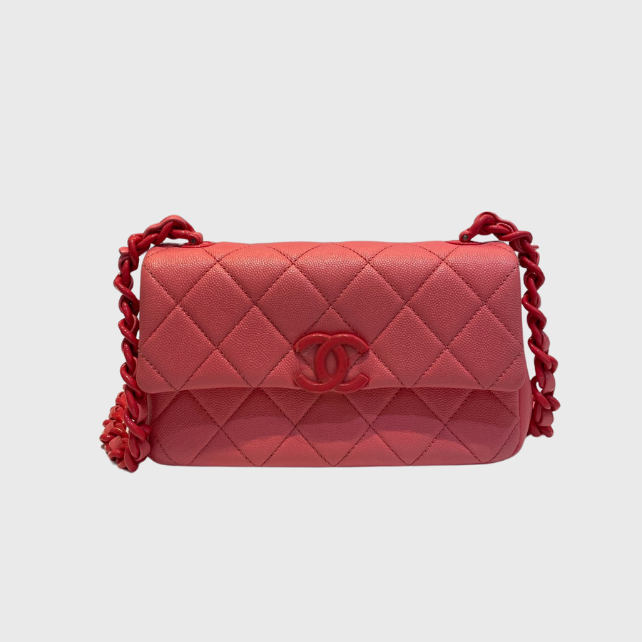Chanel My Everything Flap Bag Grained Calfskin Pink LM