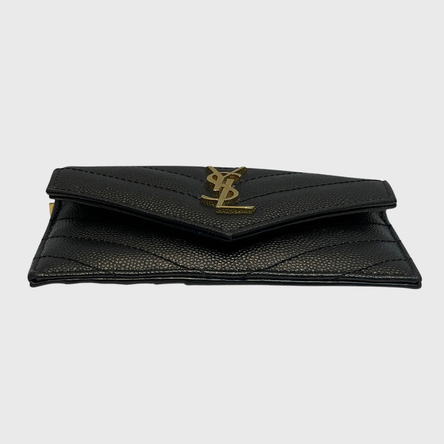 Saint Laurent Flap Card Case Calfskin Black GHW