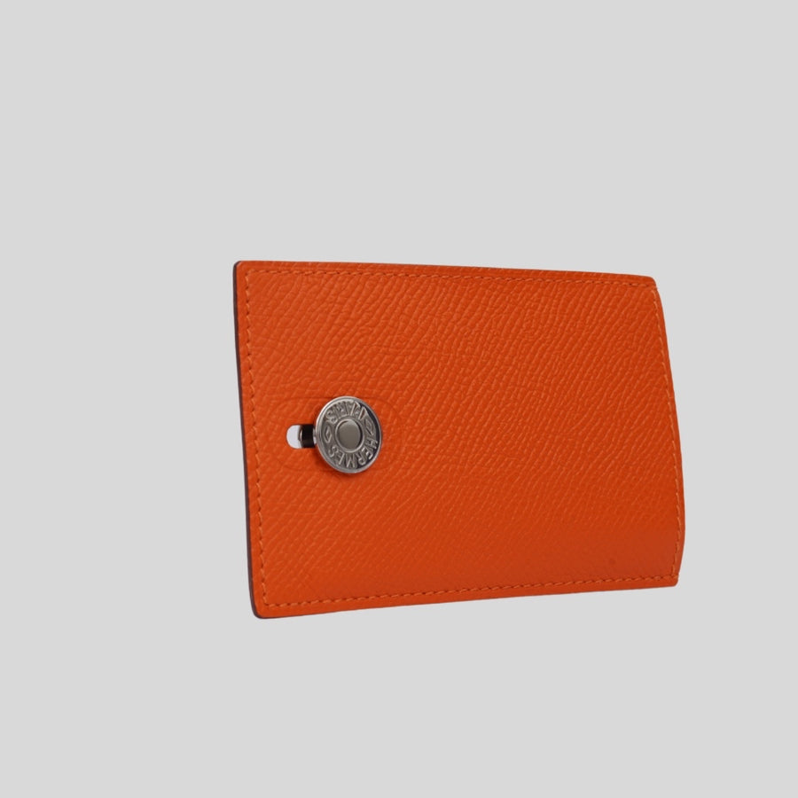 Herme Diabolo Card Holder Small Epsom Orange PHW