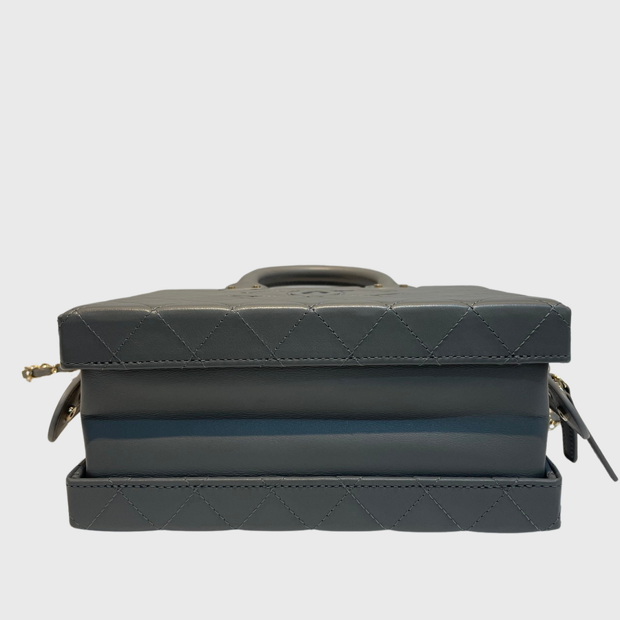 Chanel CC Vanity Case Bag Lambskin Grey GHW