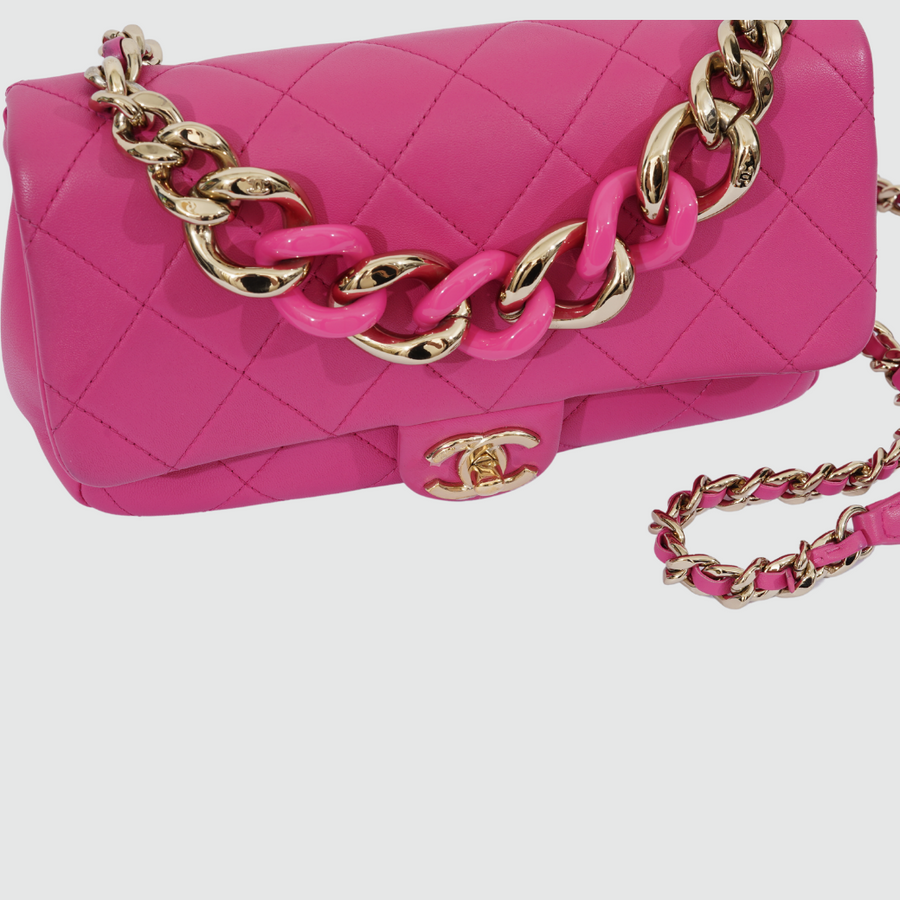 Chanel Matelasse Bi-Color Chain Flap Bag Pink