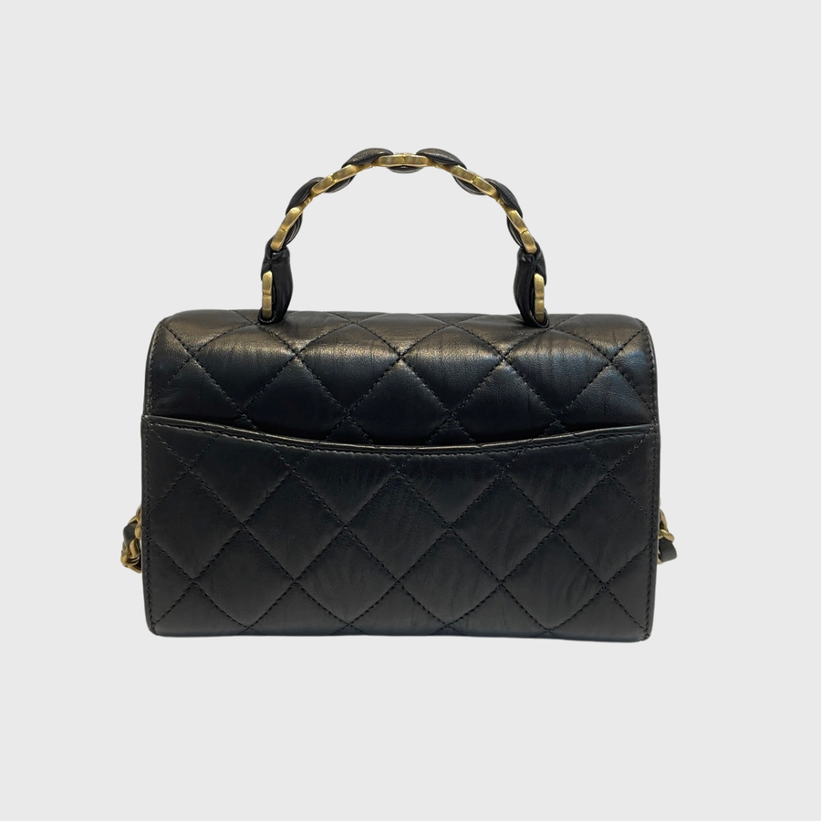 Chanel CC Top Handle Lambskin Black GHW