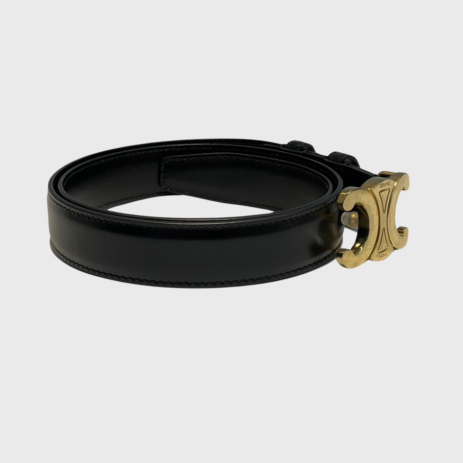 Celine Triomphe Belt Calfskin Black GHW