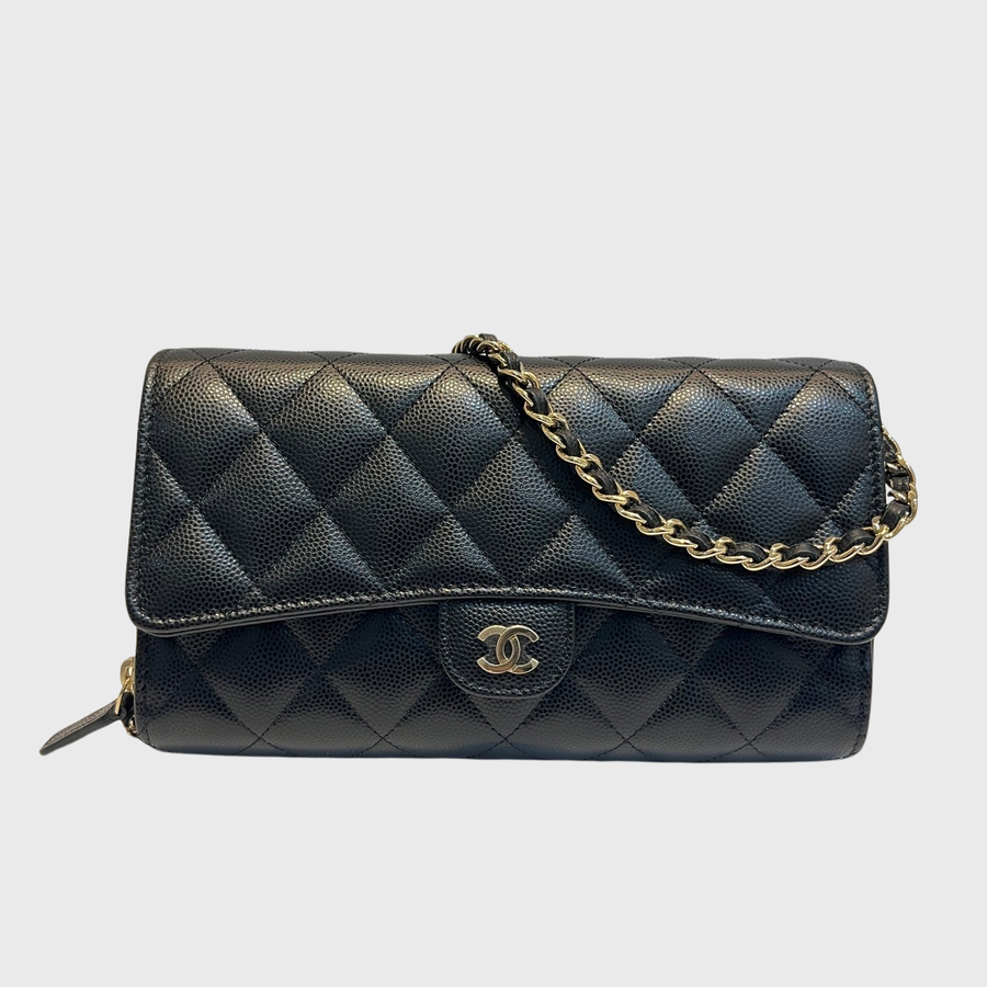 Chanel O-Porter-Tel A Chaine Caviar Black SHW