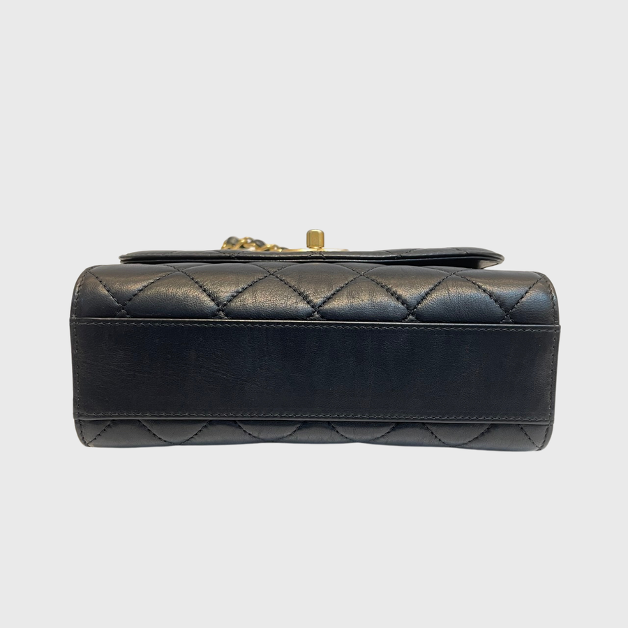 Chanel CC Top Handle Lambskin Black GHW