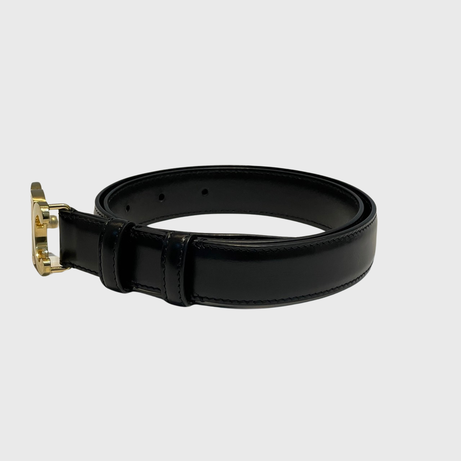 Celine Triomphe Belt Calfskin Black GHW