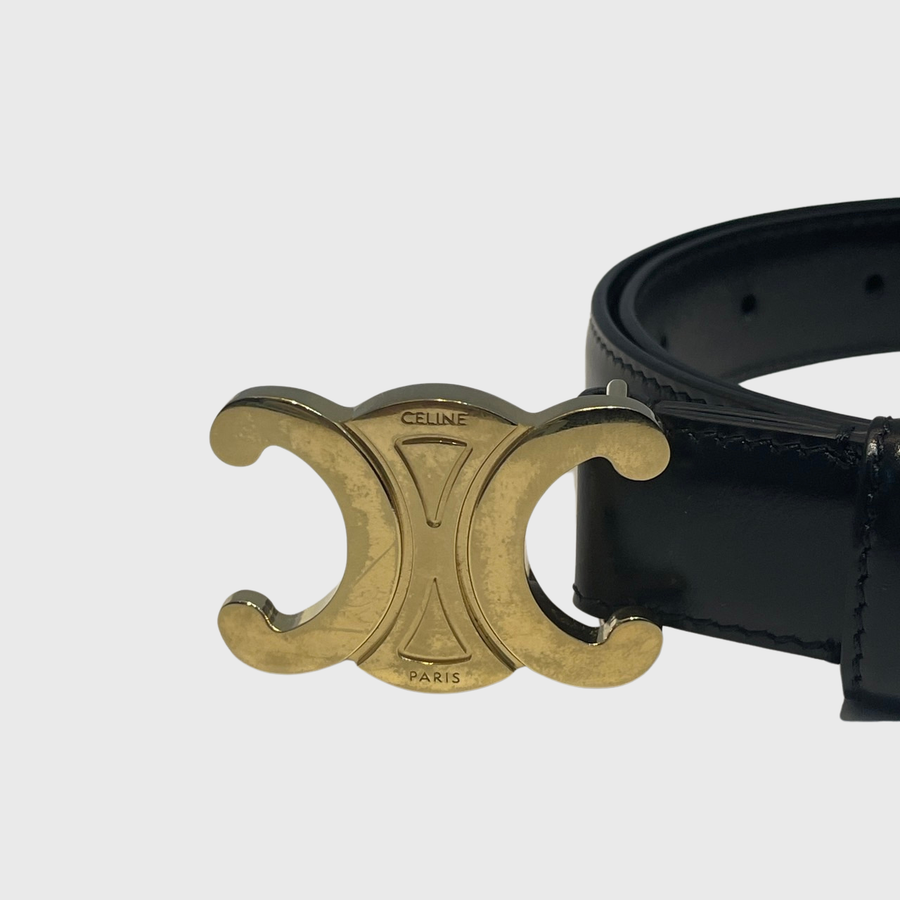 Celine Triomphe Belt Calfskin Black GHW