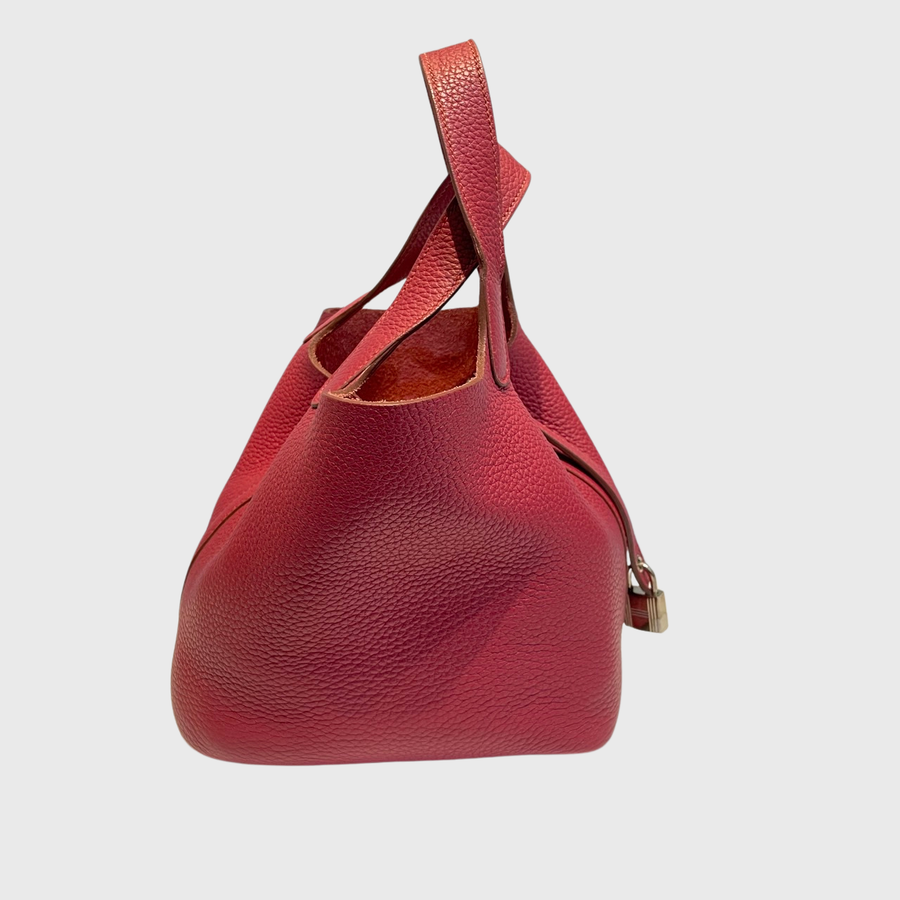 Hermes Picotin Bag Clemence Red SHW