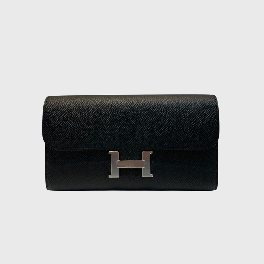 Hermes Constance To Go Wallet Epsom Noir SHW