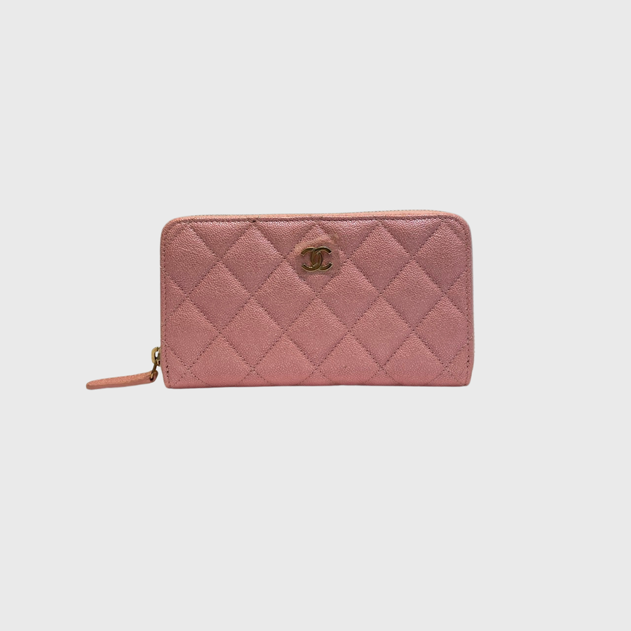 Chanel Zippy Long Wallet Caviar Pink GHW