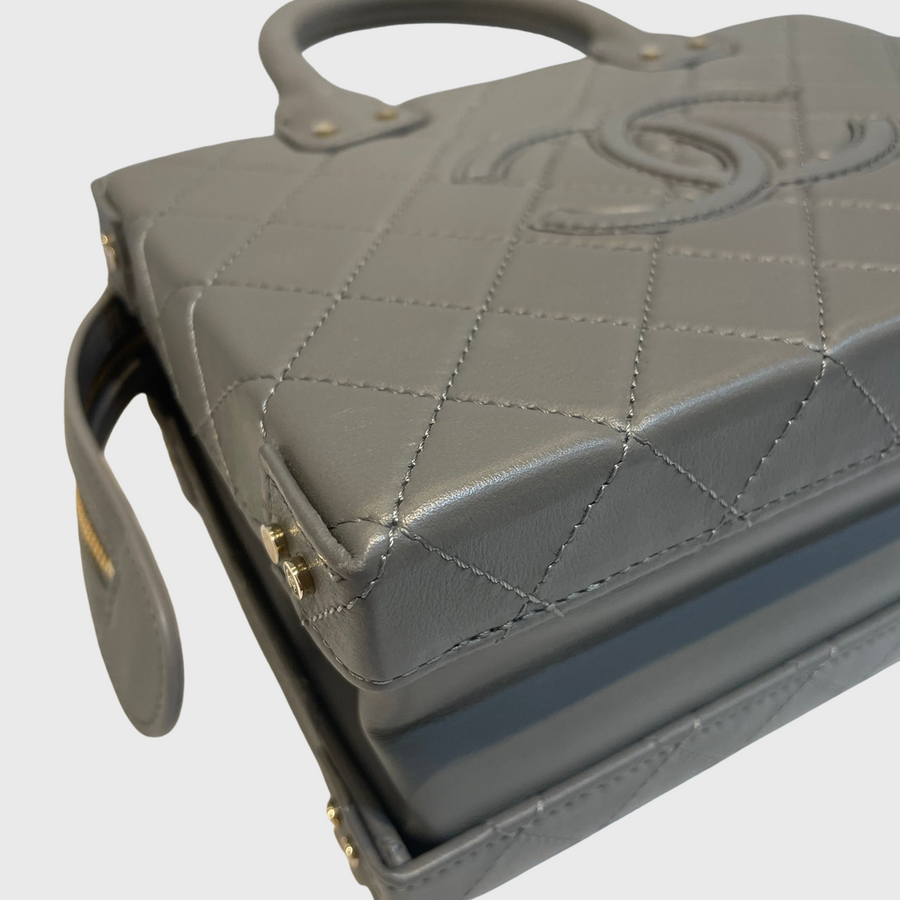 Chanel CC Vanity Case Bag Lambskin Grey GHW