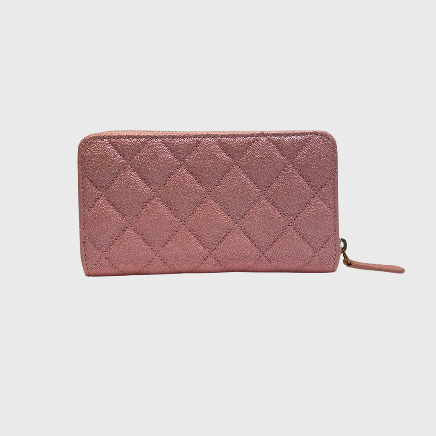 Chanel Zippy Long Wallet Caviar Pink GHW