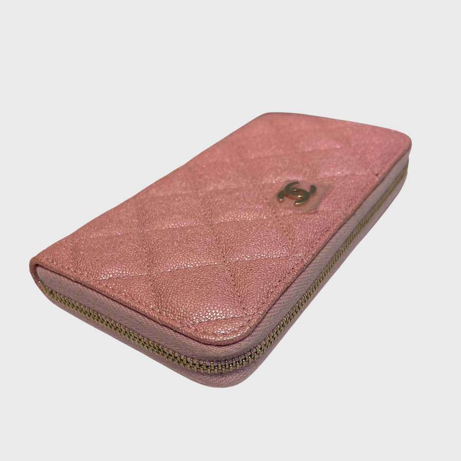 Chanel Zippy Long Wallet Caviar Pink GHW