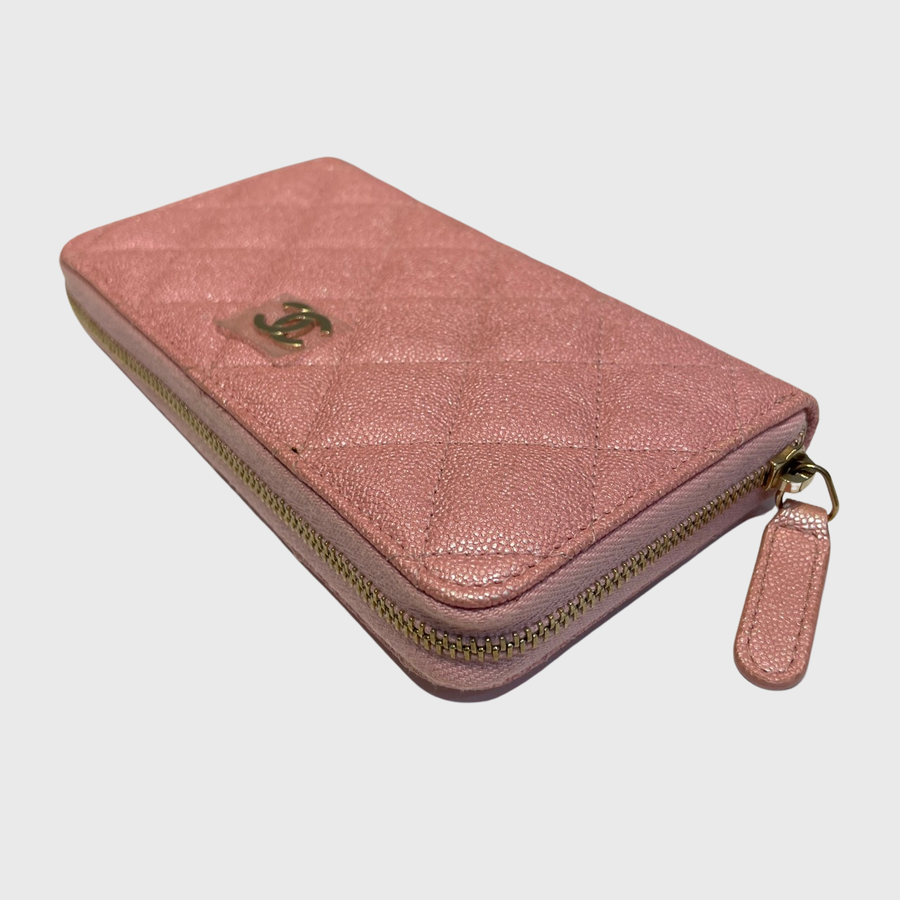 Chanel Zippy Long Wallet Caviar Pink GHW