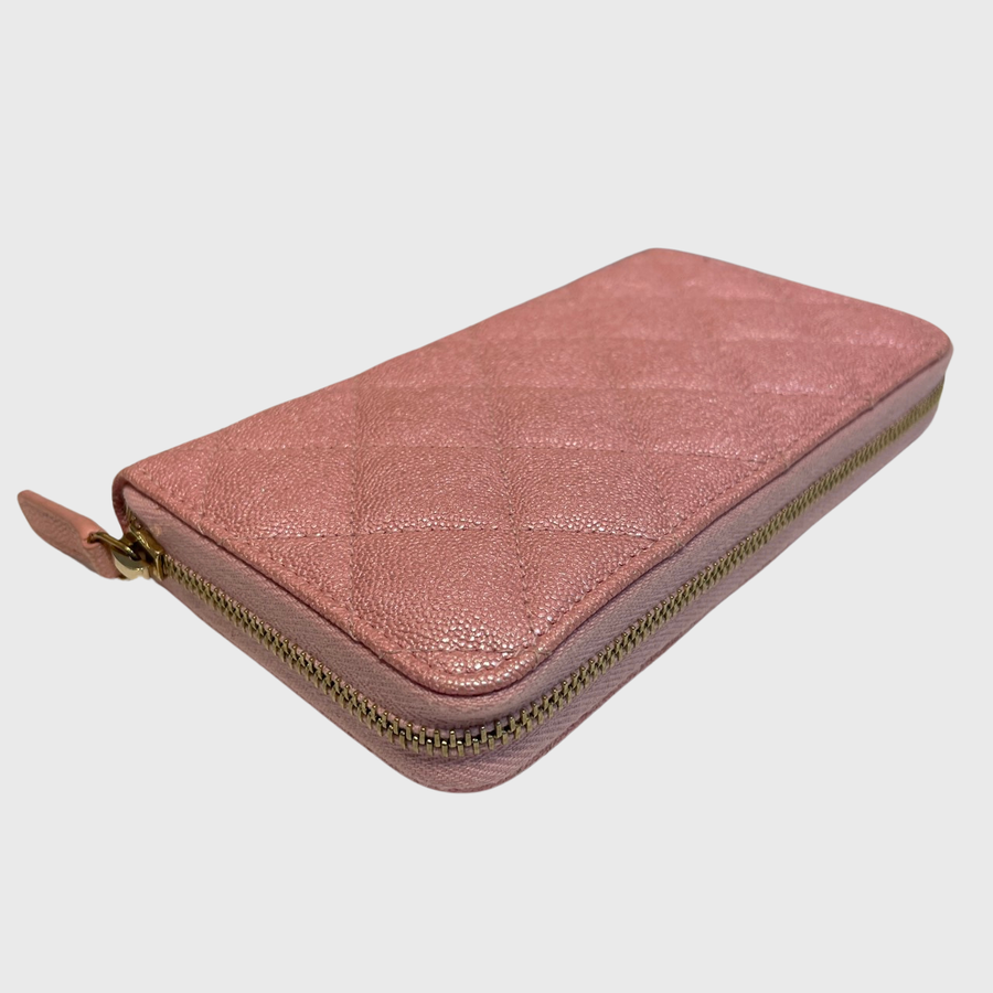 Chanel Zippy Long Wallet Caviar Pink GHW