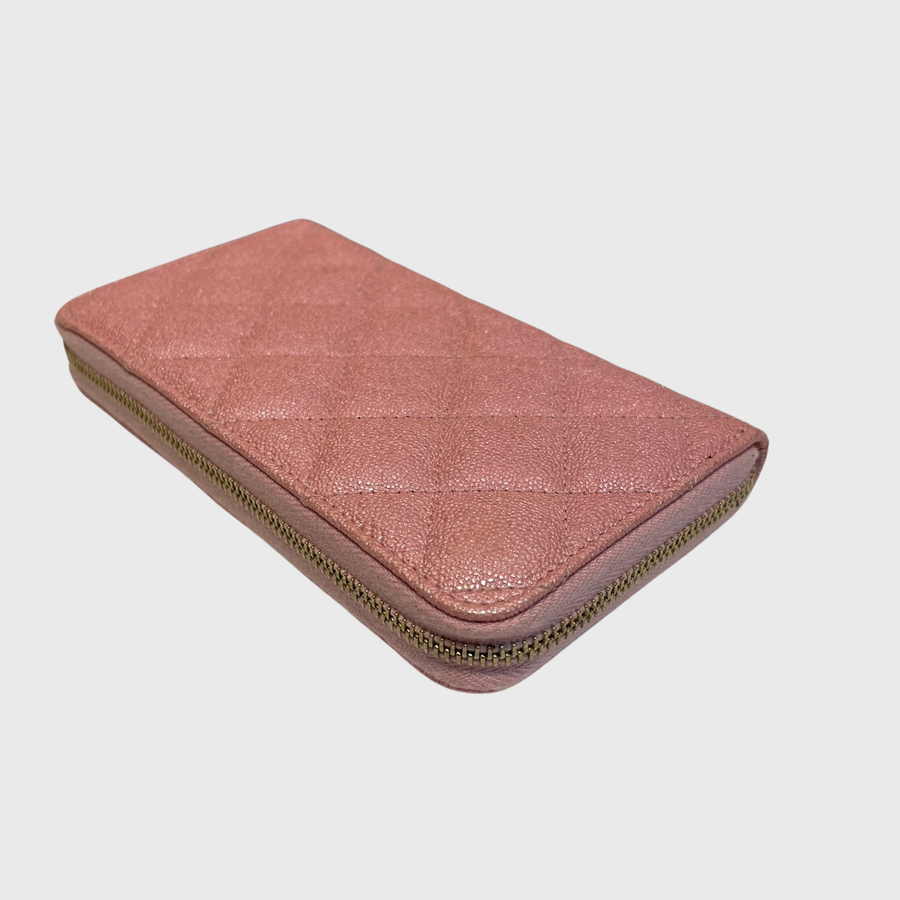 Chanel Zippy Long Wallet Caviar Pink GHW