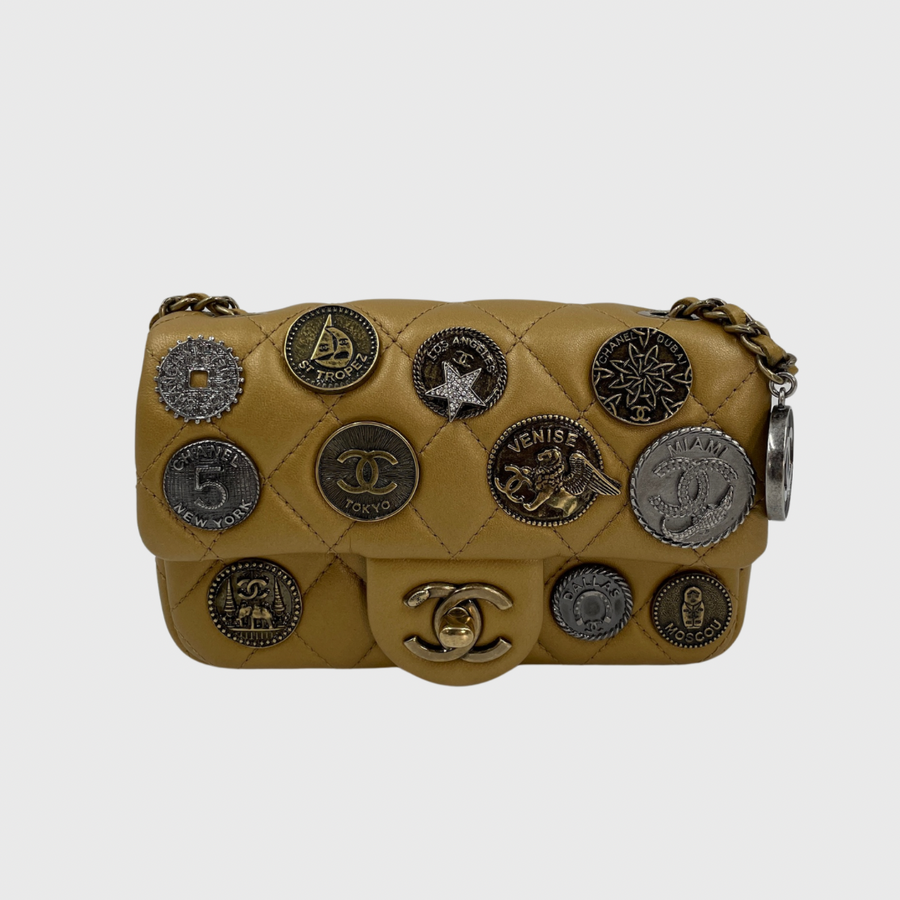Chanel Coin Medallion Flap Bag 6 Lamb skin  Gold GHW