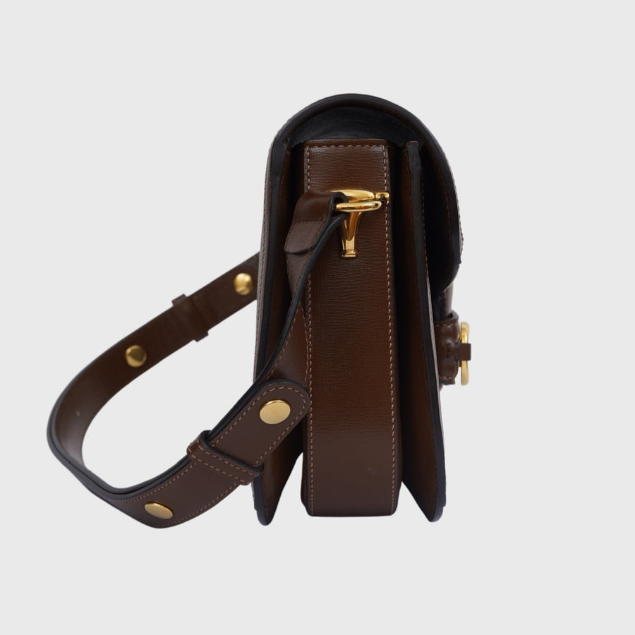 Gucci Horsebit Shoulder bag Small Canvas Brown Ebony GHW