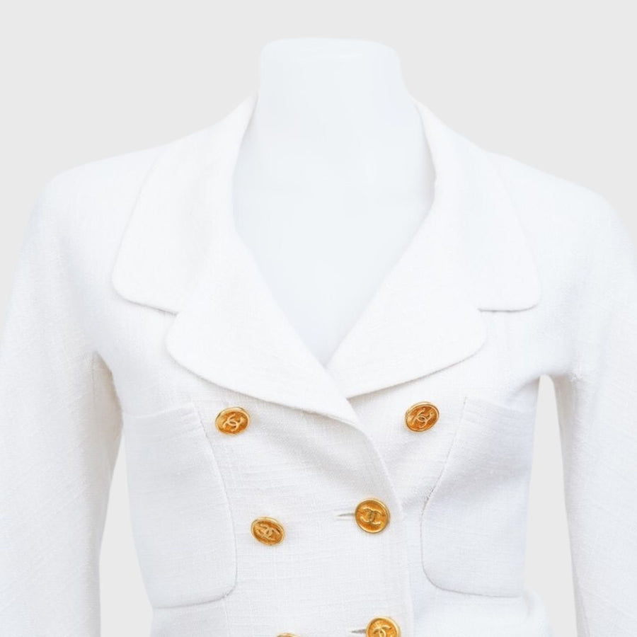 Chanel Jacket Tweed	White Cream