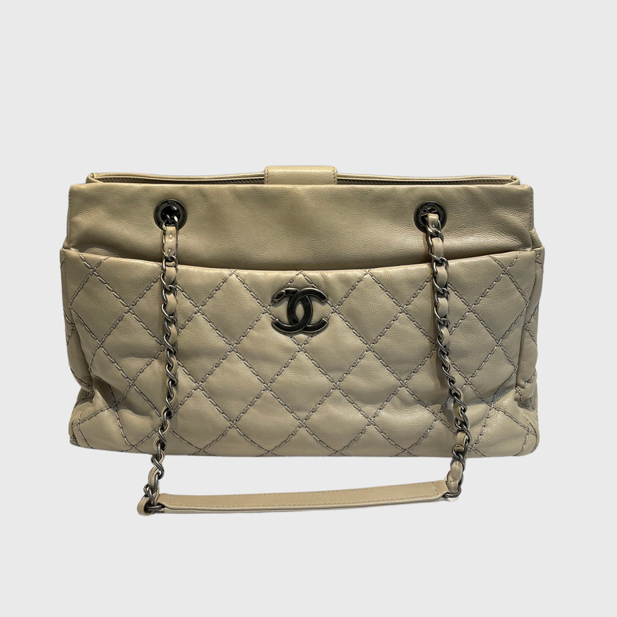 Chanel Small Shopping Calfskin Beige SRHW