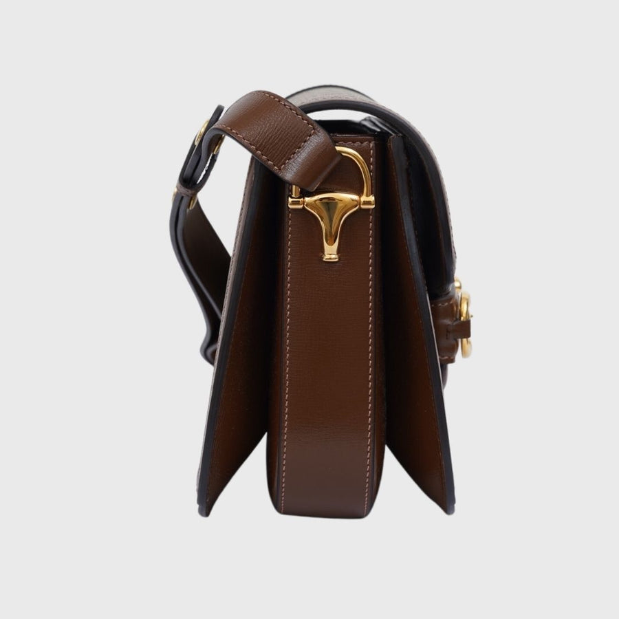 Gucci Horsebit 1955 Shoulder Bag Small Canvas Brown Ebony GHW