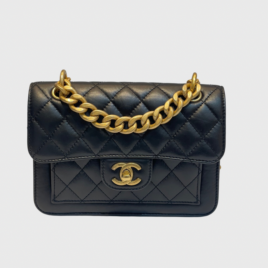 Chanel Quilted Flap Bag 7.5 Calfskin Black GHW