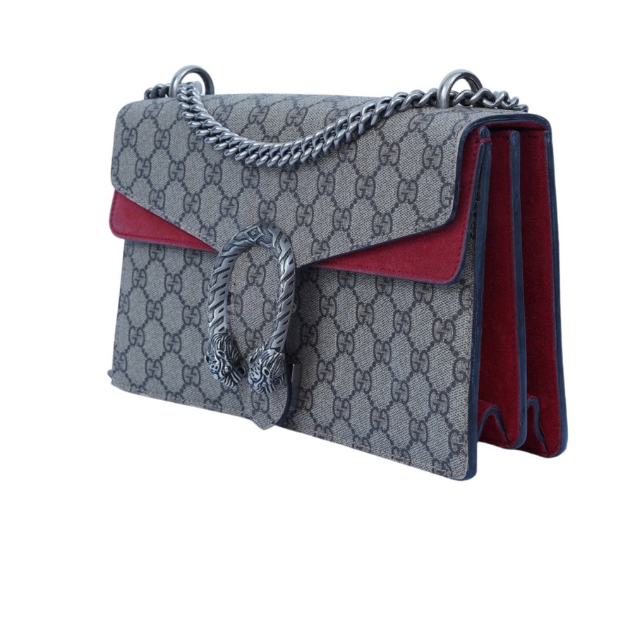 Gucci Dionysus GG Shoulder Bag Medium Canvas & Suede Red SHW