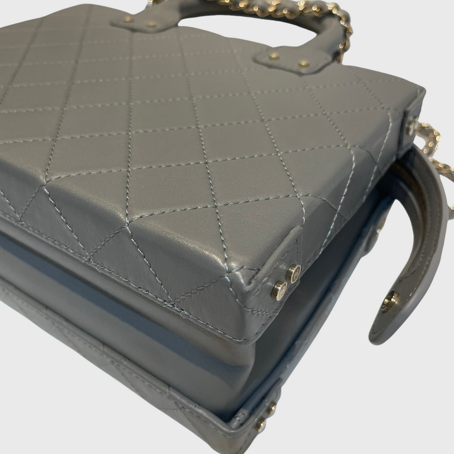 Chanel CC Vanity Case Bag Lambskin Grey GHW