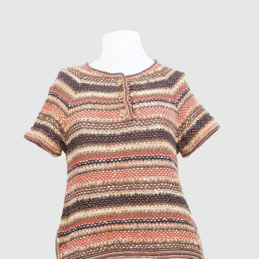 Chanel Multi-Color Linen-Cotton Knit T-Shirt