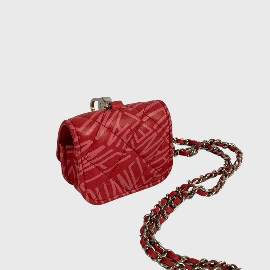 Chanel Pink Quilted Airpods Pro Case With Chain