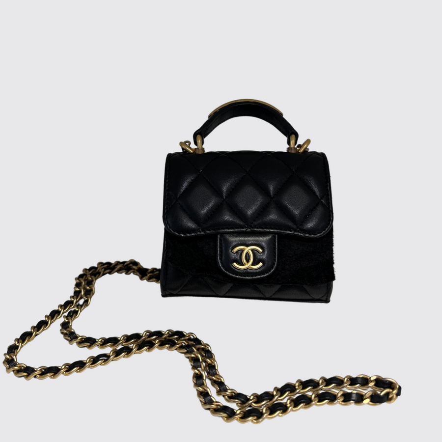 Chanel Pouch Bag Quilted Charm Keychain
