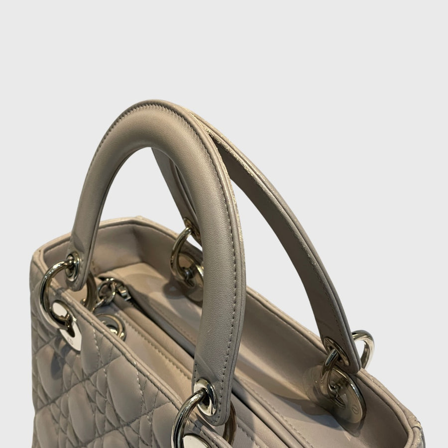 Christian Dior Lady Dior Bag Medium Lambskin Grey SHW