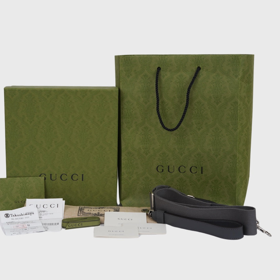 Gucci Ophidia GG Shoulder Bag Small Canvas Dark Grey SHW