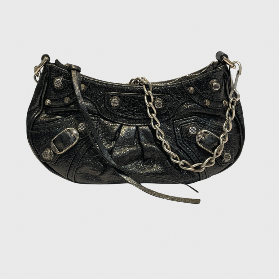 Balenciaga Le Cagole Mini Bag With Chain Lambskin Black SHW