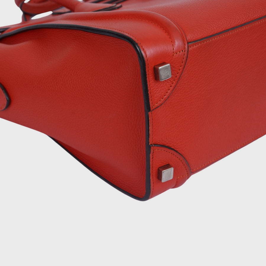 Celine Luggage Micro Calfskin Red Vermillion SHW
