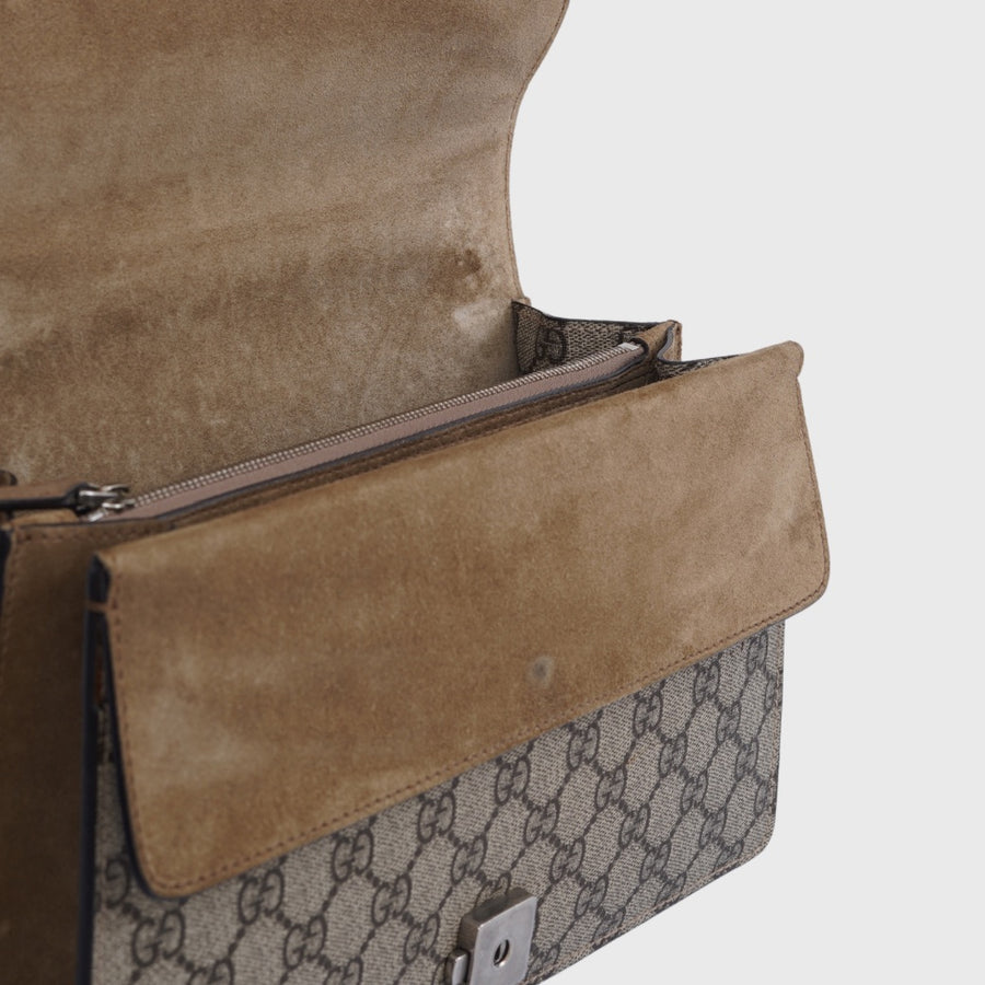Gucci Dionysus GG Shoulder Bag Small Canvas & Suede Beige & Brown Ebony SHW