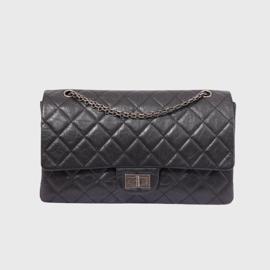 Chanel 2.55 Handbag Maxi Calfskin Black SHW
