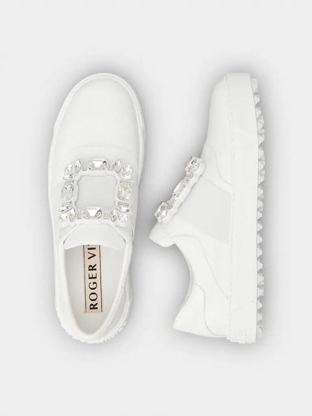 [Roger Vivier]Very Vivier Strass バックル スニーカー Roger Vivier Very Vivier Strass Buckle Sneakers in Leather