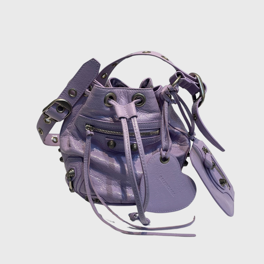 Balenciaga Le cagole Bucket Bag Lambskin Purple SHW