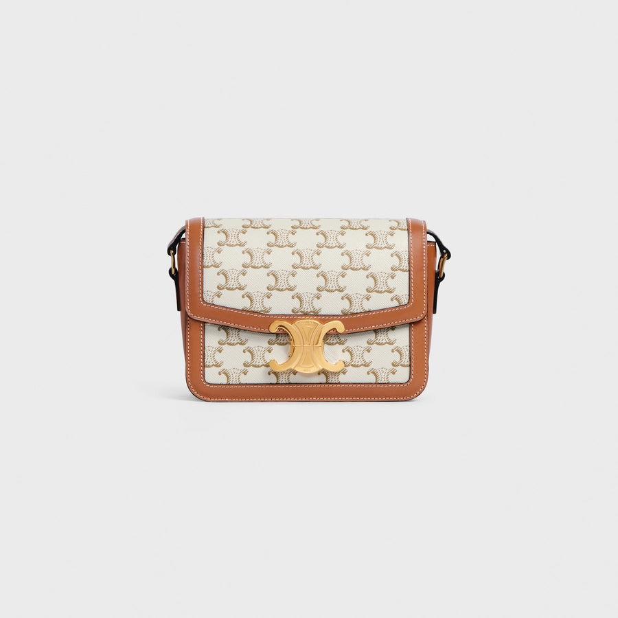 CELINE TEEN TRIOMPHE BAG IN TRIOMPHE CANVAS WHITE