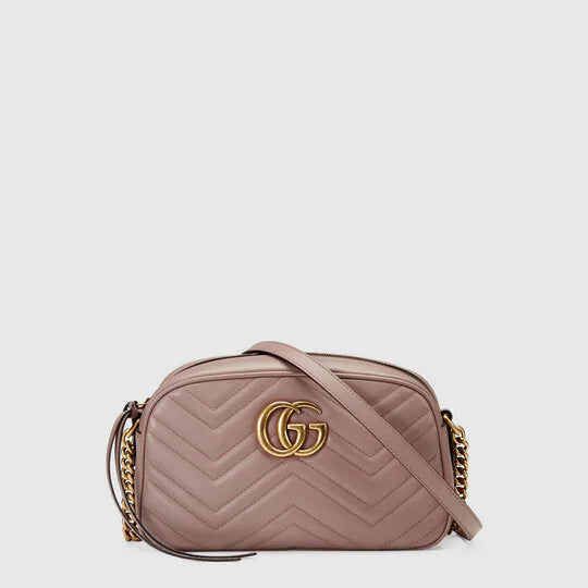 Gucci GG Marmont small matelassé shoulder bag Dusty pink