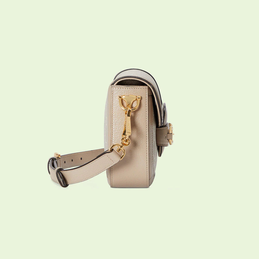 Gucci Horsebit 1955 GG mini bag Beige and white