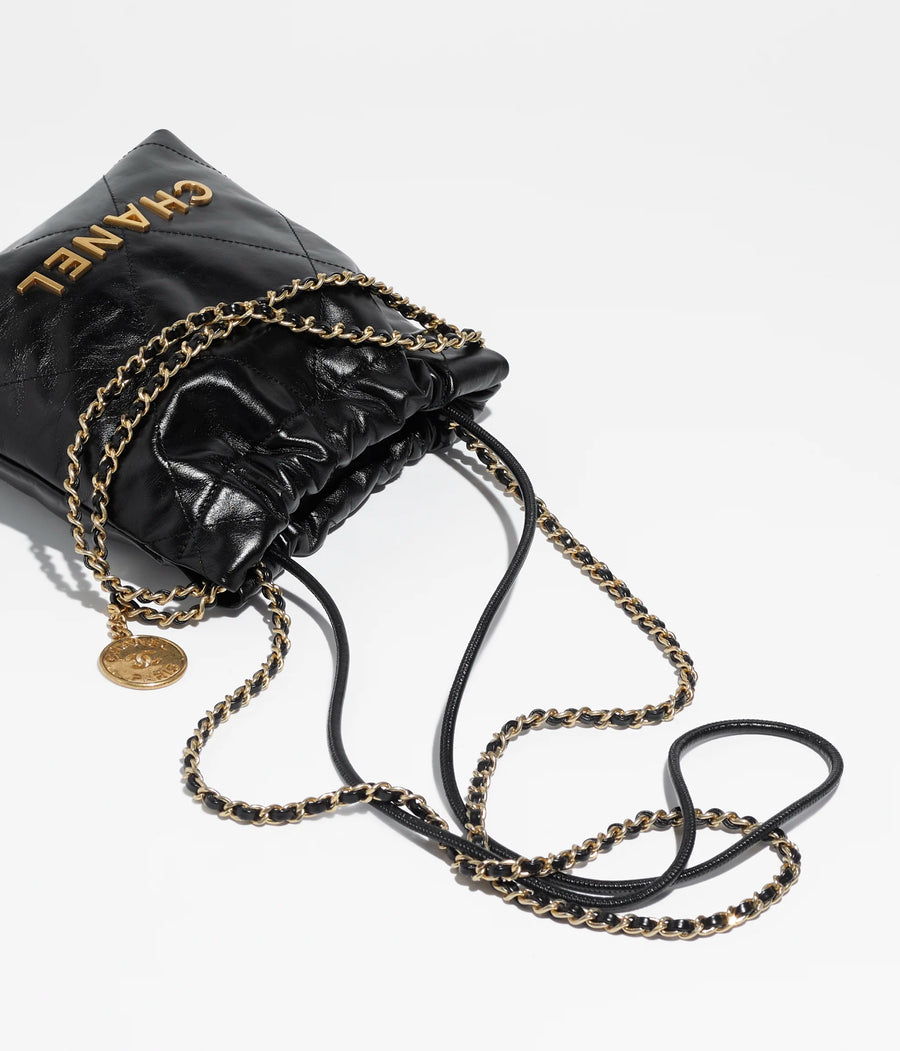 Chanel 22 mini handbag, Shiny calfskin & gold-tone metal , purple — Fashion  | CHANEL